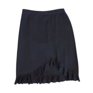 Saint John Collection Black Ruffle Trim Skirt Size 12